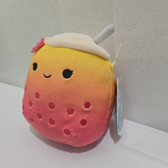 Squishmallows | Bergit Cute Yellow and Pink Plush Toy - Picture 2 of 7